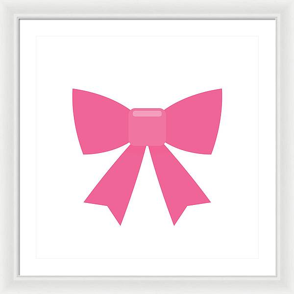 Pink bow simple flat icon - Framed Print