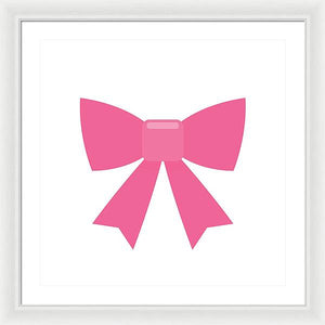 Pink bow simple flat icon - Framed Print