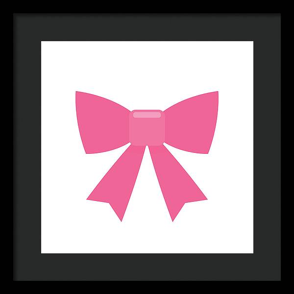 Pink bow simple flat icon - Framed Print