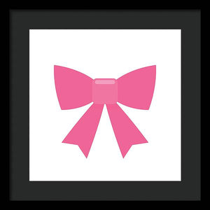 Pink bow simple flat icon - Framed Print