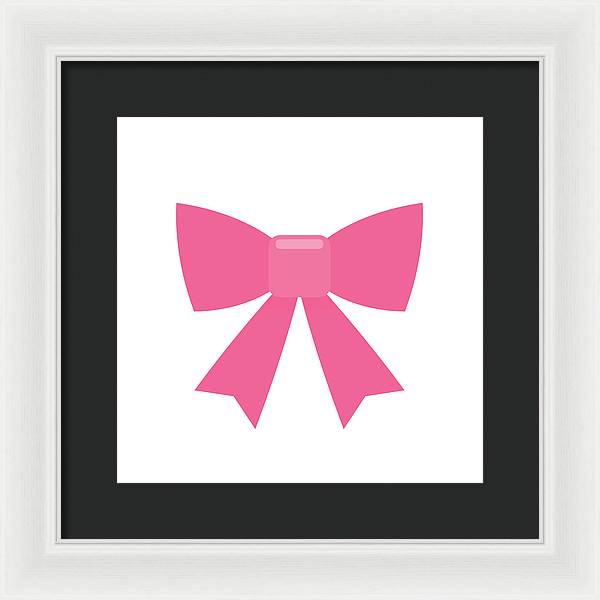 Pink bow simple flat icon - Framed Print