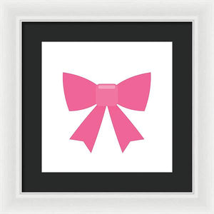 Pink bow simple flat icon - Framed Print