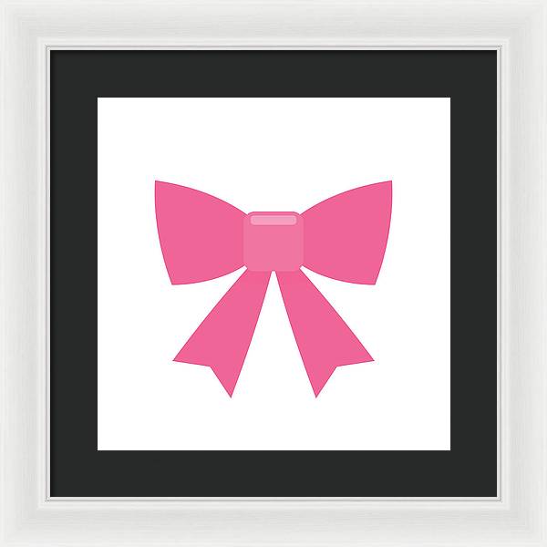 Pink bow simple flat icon - Framed Print