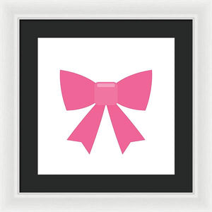 Pink bow simple flat icon - Framed Print