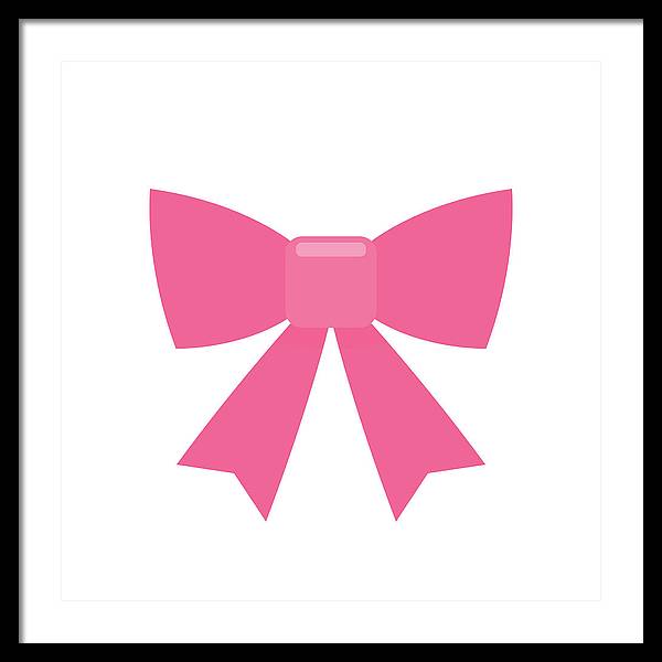 Pink bow simple flat icon - Framed Print