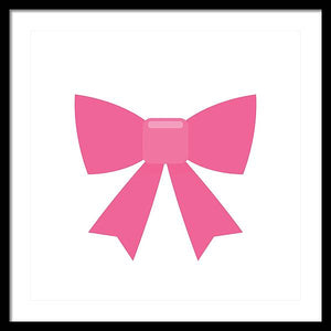 Pink bow simple flat icon - Framed Print