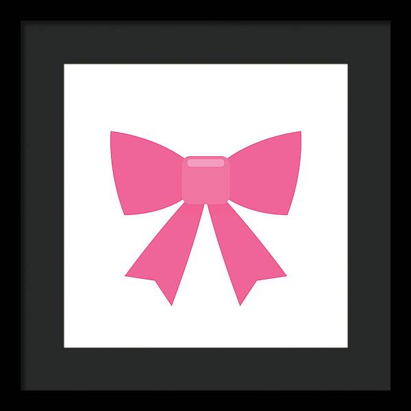 Pink bow simple flat icon - Framed Print