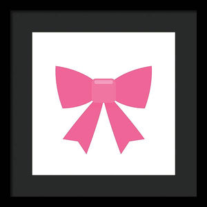 Pink bow simple flat icon - Framed Print