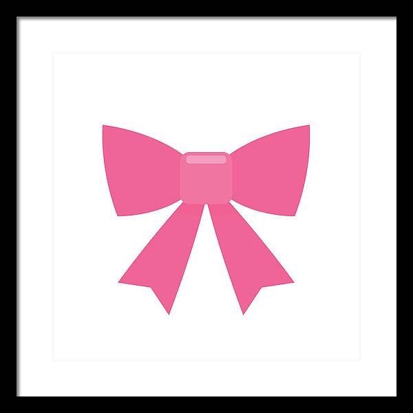 Pink bow simple flat icon - Framed Print