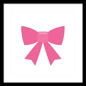 Pink bow simple flat icon - Framed Print