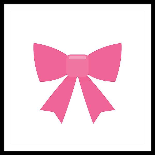 Pink bow simple flat icon - Framed Print
