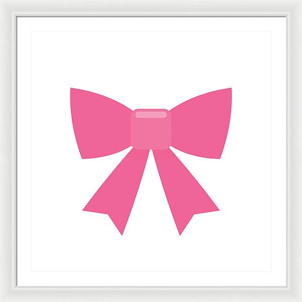 Pink bow simple flat icon - Framed Print