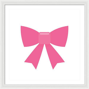 Pink bow simple flat icon - Framed Print