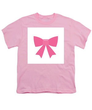 Pink bow simple flat icon - Youth T-Shirt