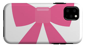 Pink bow simple flat icon - Phone Case