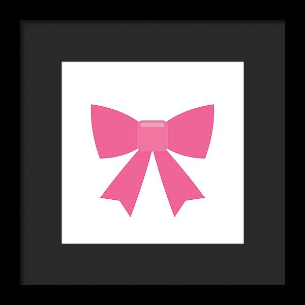 Pink bow simple flat icon - Framed Print