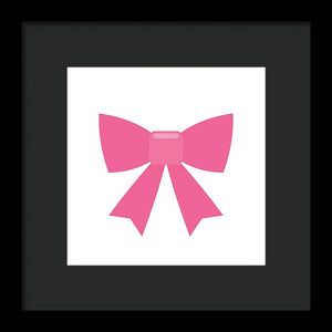 Pink bow simple flat icon - Framed Print