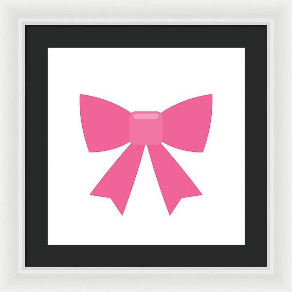 Pink bow simple flat icon - Framed Print