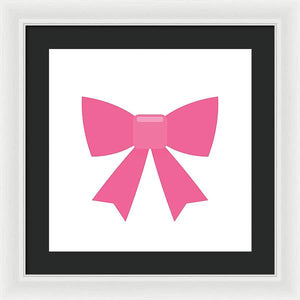 Pink bow simple flat icon - Framed Print