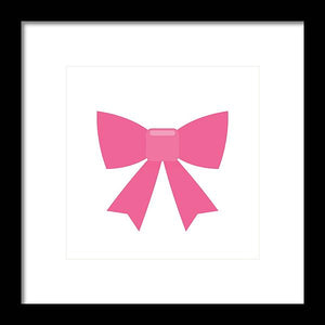 Pink bow simple flat icon - Framed Print