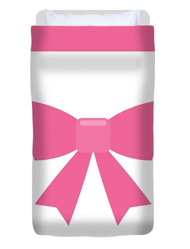 Pink bow simple flat icon - Duvet Cover