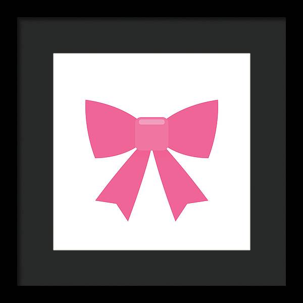 Pink bow simple flat icon - Framed Print