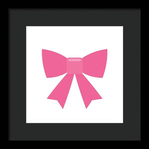 Pink bow simple flat icon - Framed Print