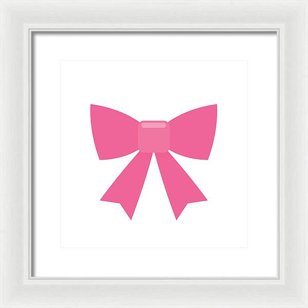 Pink bow simple flat icon - Framed Print