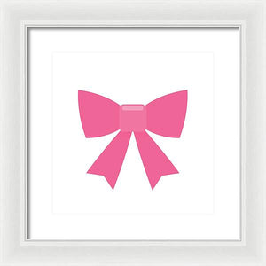Pink bow simple flat icon - Framed Print