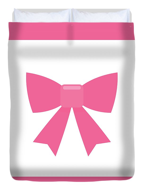 Pink bow simple flat icon - Duvet Cover