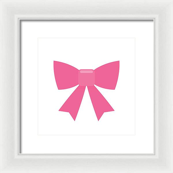 Pink bow simple flat icon - Framed Print