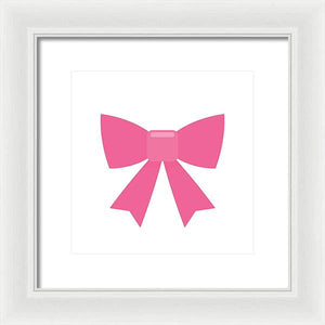 Pink bow simple flat icon - Framed Print