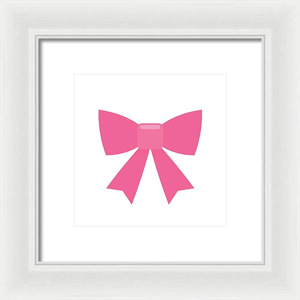 Pink bow simple flat icon - Framed Print