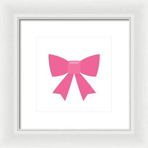 Pink bow simple flat icon - Framed Print