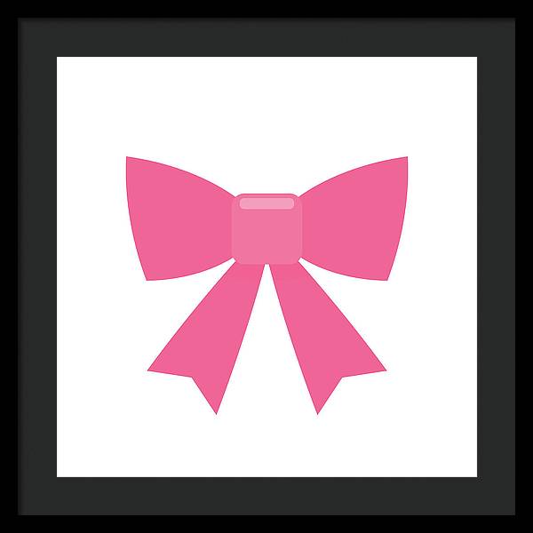 Pink bow simple flat icon - Framed Print