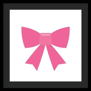 Pink bow simple flat icon - Framed Print