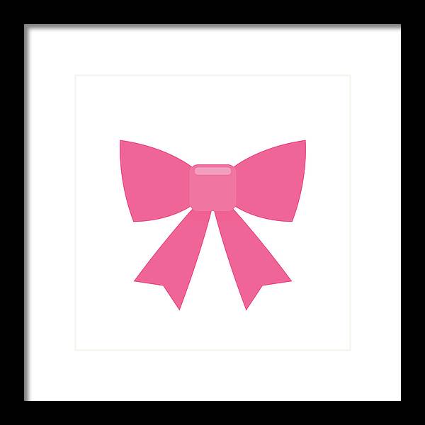 Pink bow simple flat icon - Framed Print