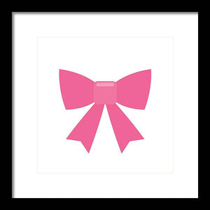 Pink bow simple flat icon - Framed Print