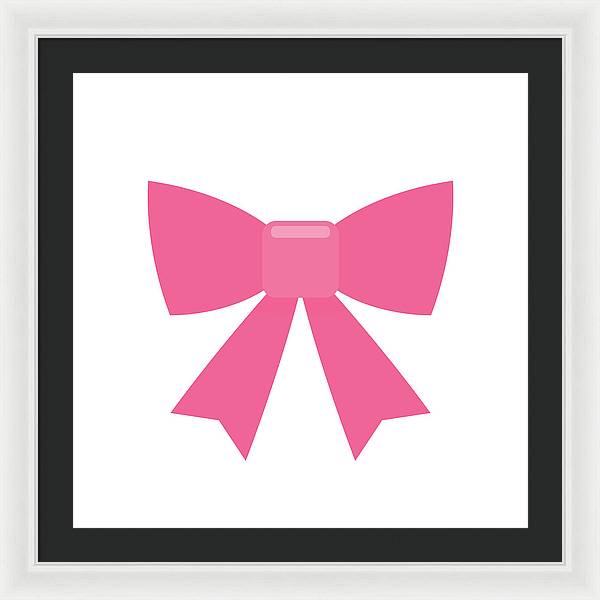 Pink bow simple flat icon - Framed Print