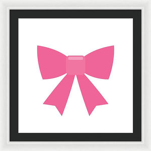 Pink bow simple flat icon - Framed Print