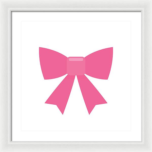 Pink bow simple flat icon - Framed Print