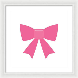 Pink bow simple flat icon - Framed Print
