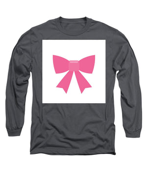 Pink bow simple flat icon - Long Sleeve T-Shirt