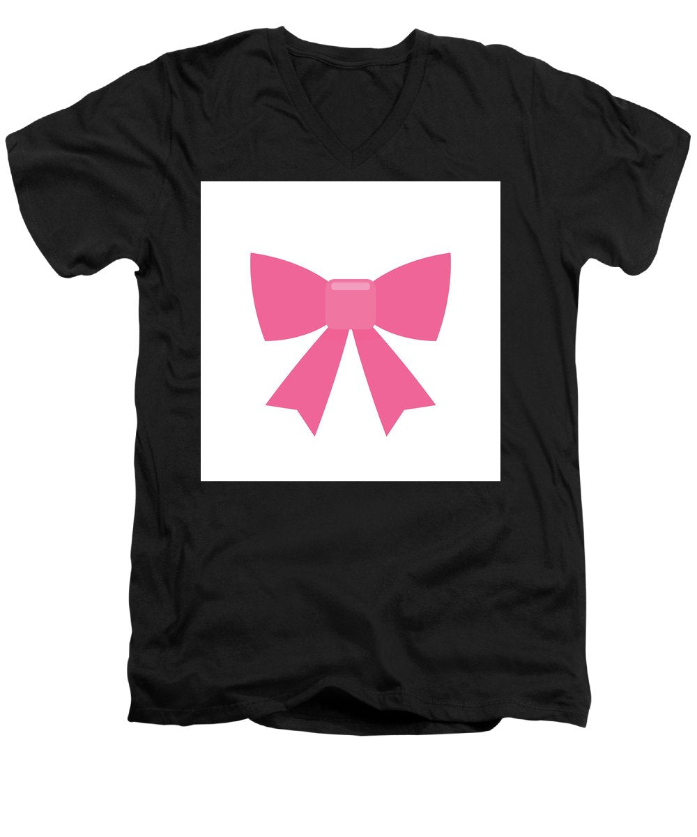 Pink bow simple flat icon - Men's V-Neck T-Shirt