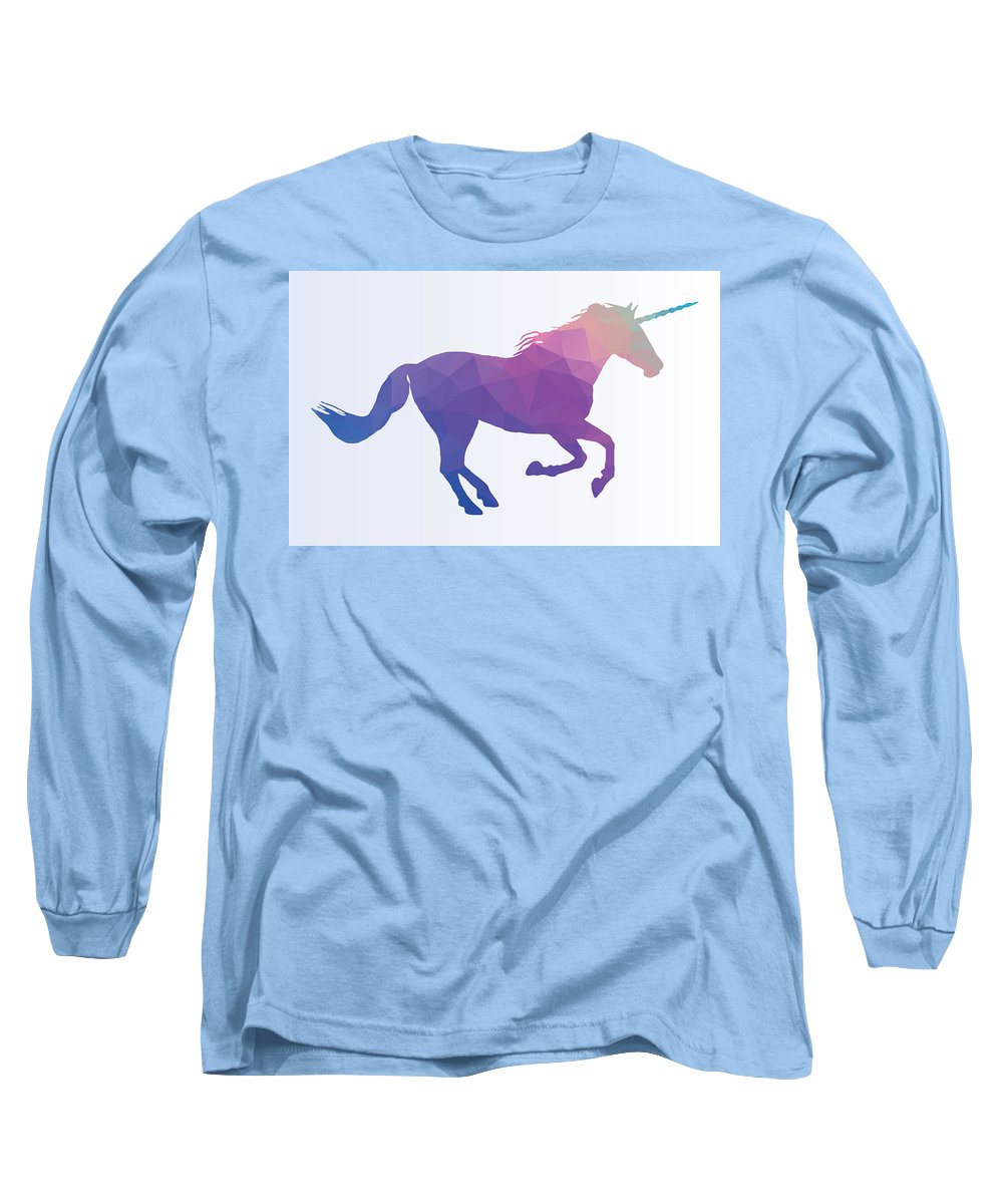 Polygonal Unicorn Horse Silhouette - Long Sleeve T-Shirt