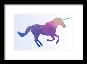 Polygonal Unicorn Horse Silhouette - Framed Print