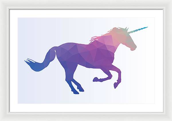 Polygonal Unicorn Horse Silhouette - Framed Print