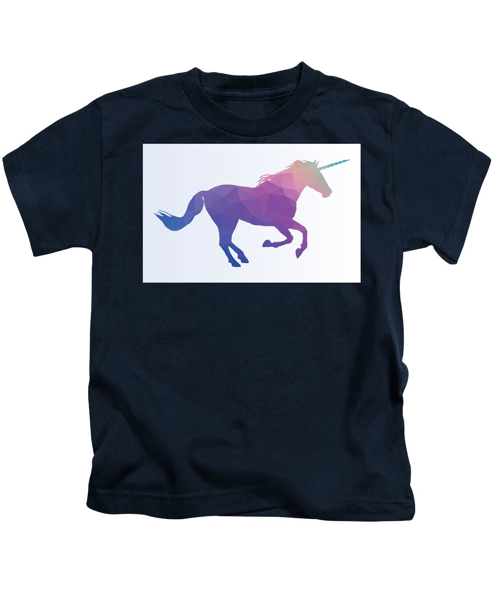 Polygonal Unicorn Horse Silhouette - Kids T-Shirt