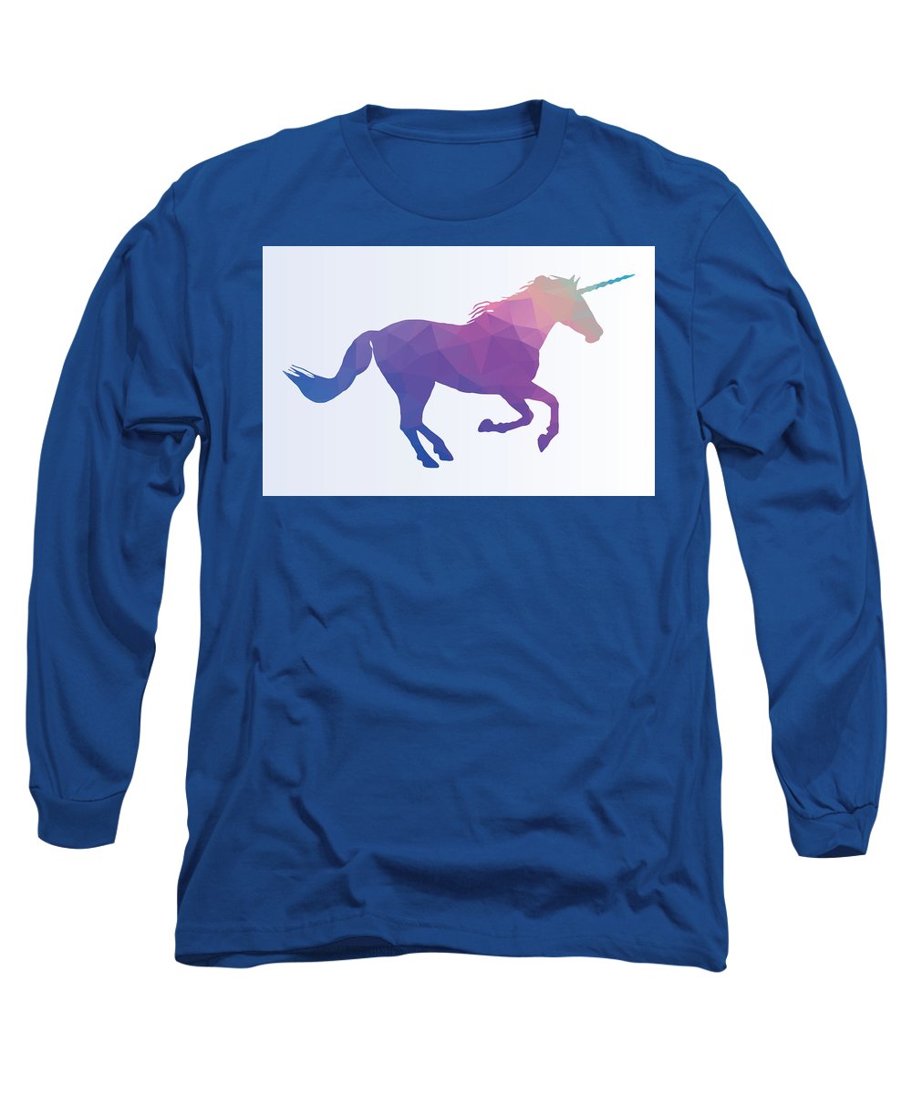 Polygonal Unicorn Horse Silhouette - Long Sleeve T-Shirt