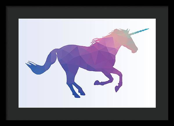 Polygonal Unicorn Horse Silhouette - Framed Print